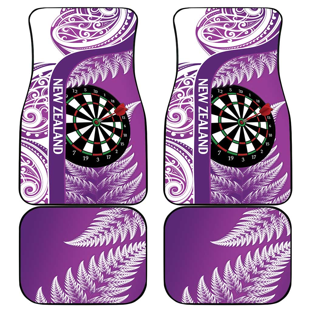 Personalised New Zealand Darts Car Mats Aotearoa Fern Mix Paua Shell Manaia - Purple LT14 - Polynesian Pride