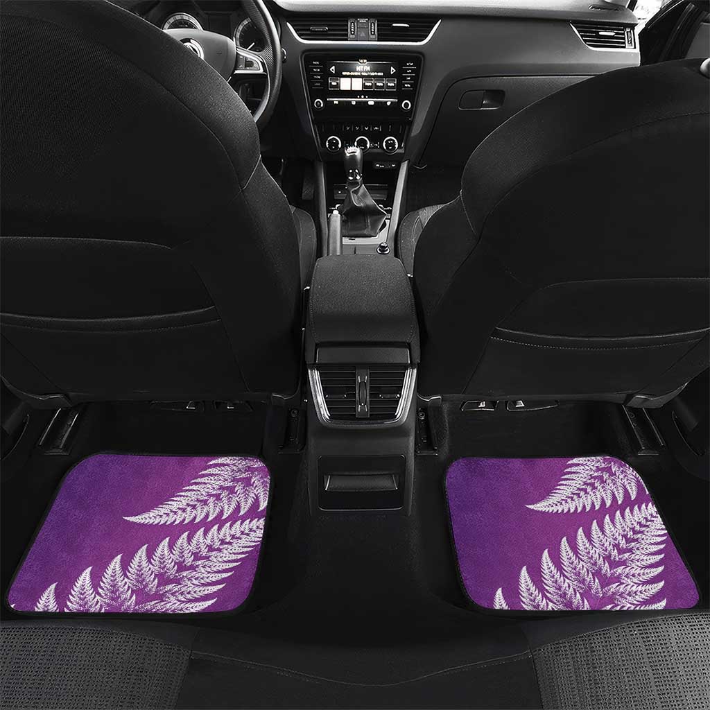 Personalised New Zealand Darts Car Mats Aotearoa Fern Mix Paua Shell Manaia - Purple LT14 Set 2pcs - Back Purple - Polynesian Pride