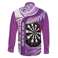 Personalised New Zealand Darts Family Matching Mermaid Dress and Hawaiian Shirt Aotearoa Fern Mix Paua Shell Manaia - Purple LT14 - Polynesian Pride