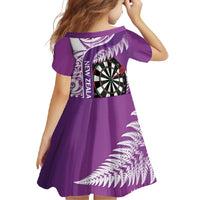 Personalised New Zealand Darts Family Matching Off Shoulder Maxi Dress and Hawaiian Shirt Aotearoa Fern Mix Paua Shell Manaia - Purple LT14 - Polynesian Pride