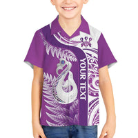 Personalised New Zealand Darts Family Matching Puletasi and Hawaiian Shirt Aotearoa Fern Mix Paua Shell Manaia - Purple LT14 Son's Shirt Purple - Polynesian Pride