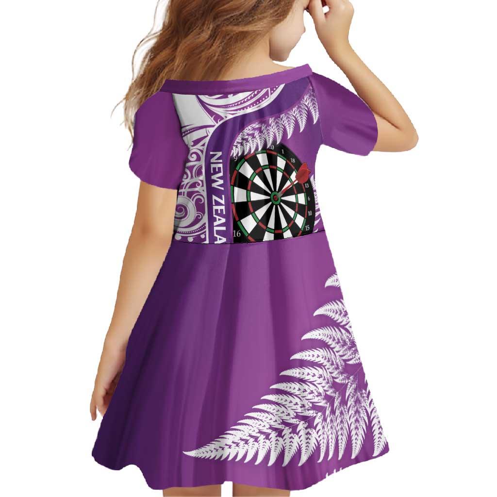 Personalised New Zealand Darts Family Matching Short Sleeve Bodycon Dress and Hawaiian Shirt Aotearoa Fern Mix Paua Shell Manaia - Purple LT14 - Polynesian Pride