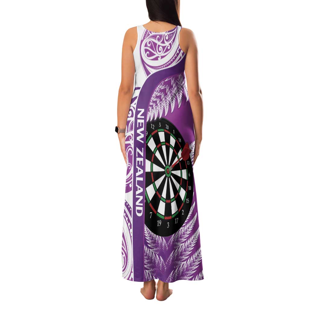Personalised New Zealand Darts Family Matching Tank Maxi Dress and Hawaiian Shirt Aotearoa Fern Mix Paua Shell Manaia - Purple LT14 - Polynesian Pride