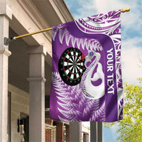 Personalised New Zealand Darts Garden Flag Aotearoa Fern Mix Paua Shell Manaia - Purple LT14 House Flag Purple - Polynesian Pride