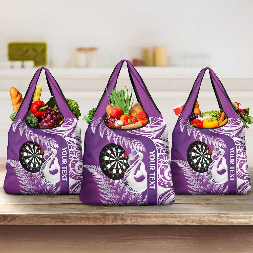 Personalised New Zealand Darts Grocery Bag Aotearoa Fern Mix Paua Shell Manaia - Purple LT14 3-pack One Size Purple - Polynesian Pride