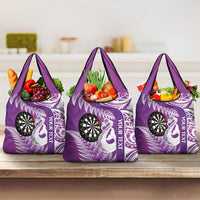 Personalised New Zealand Darts Grocery Bag Aotearoa Fern Mix Paua Shell Manaia - Purple LT14 3-pack One Size Purple - Polynesian Pride