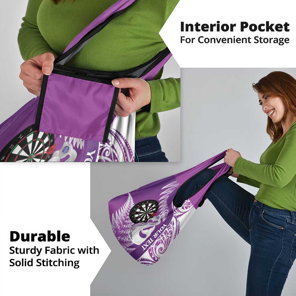 Personalised New Zealand Darts Grocery Bag Aotearoa Fern Mix Paua Shell Manaia - Purple LT14 - Polynesian Pride