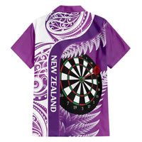 Personalised New Zealand Darts Hawaiian Shirt Aotearoa Fern Mix Paua Shell Manaia - Purple LT14 - Polynesian Pride