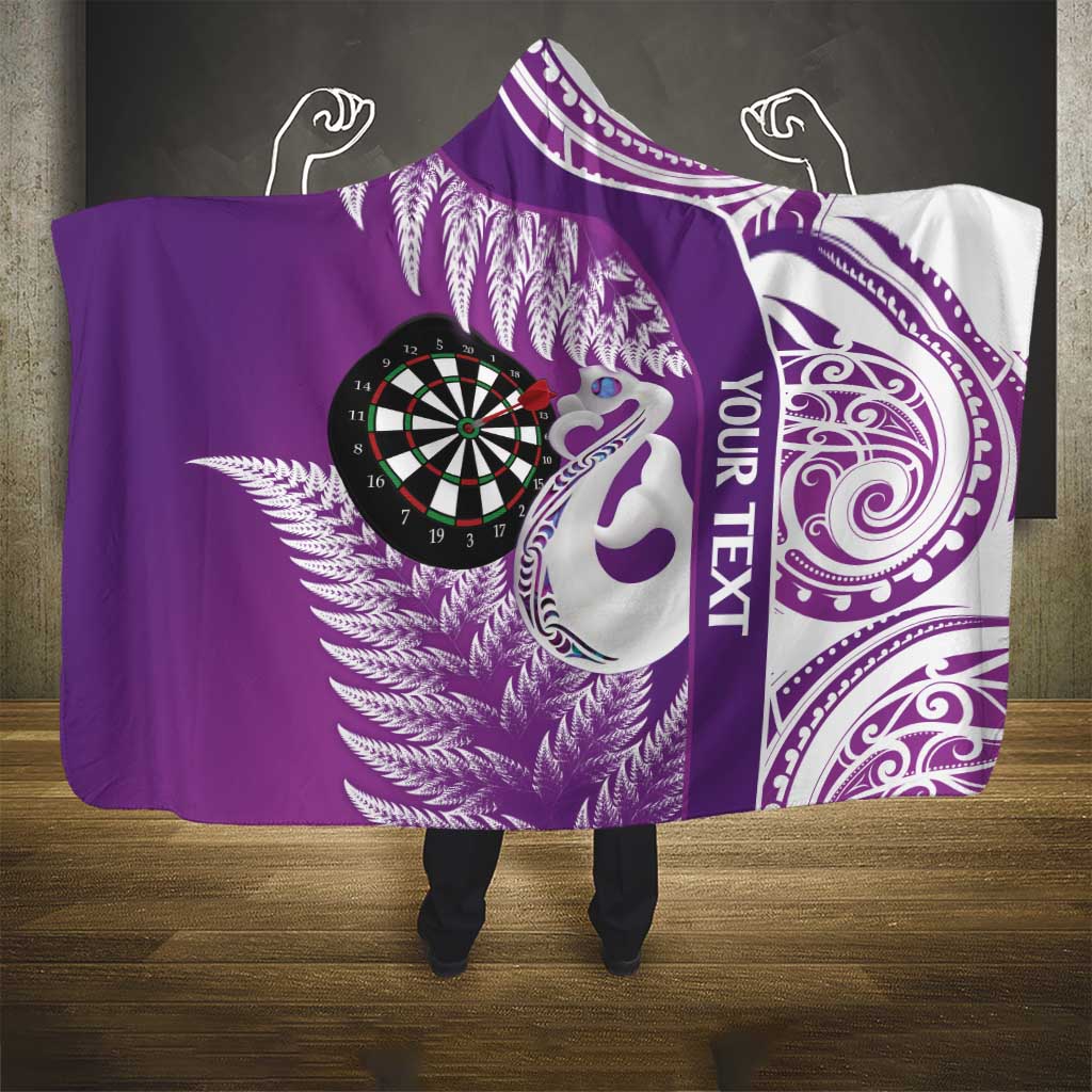 Personalised New Zealand Darts Hooded Blanket Aotearoa Fern Mix Paua Shell Manaia - Purple LT14 - Polynesian Pride