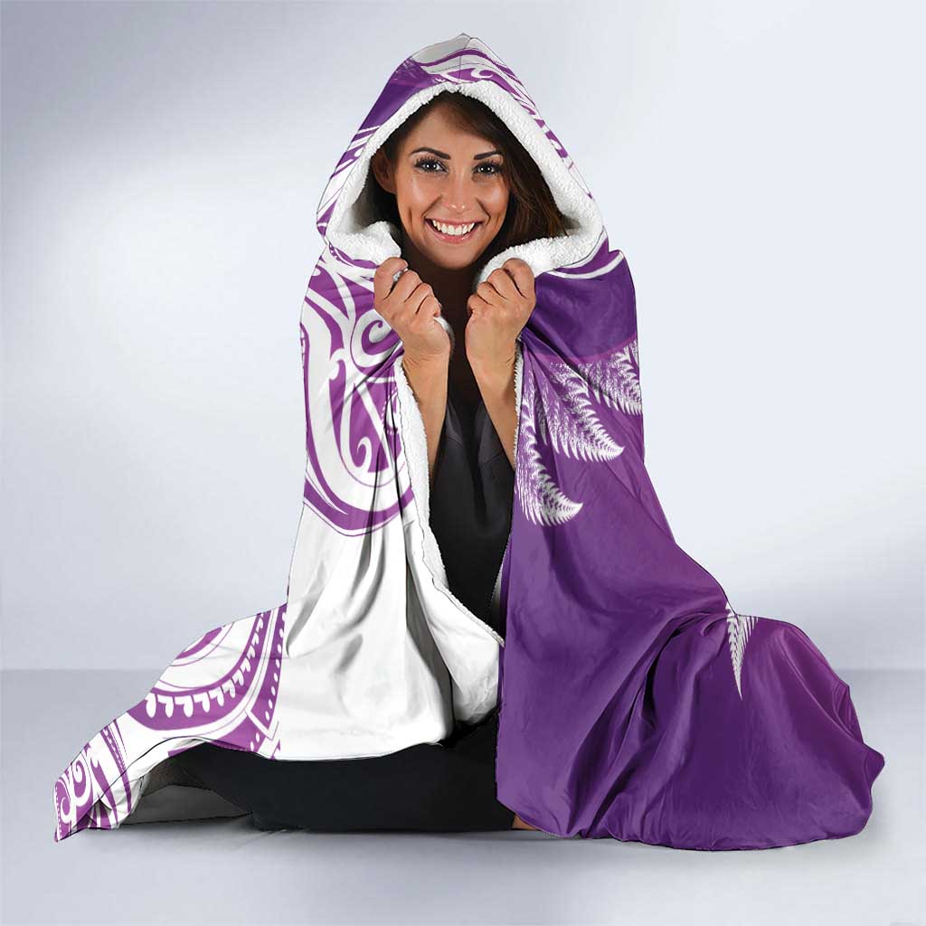 Personalised New Zealand Darts Hooded Blanket Aotearoa Fern Mix Paua Shell Manaia - Purple LT14 - Polynesian Pride