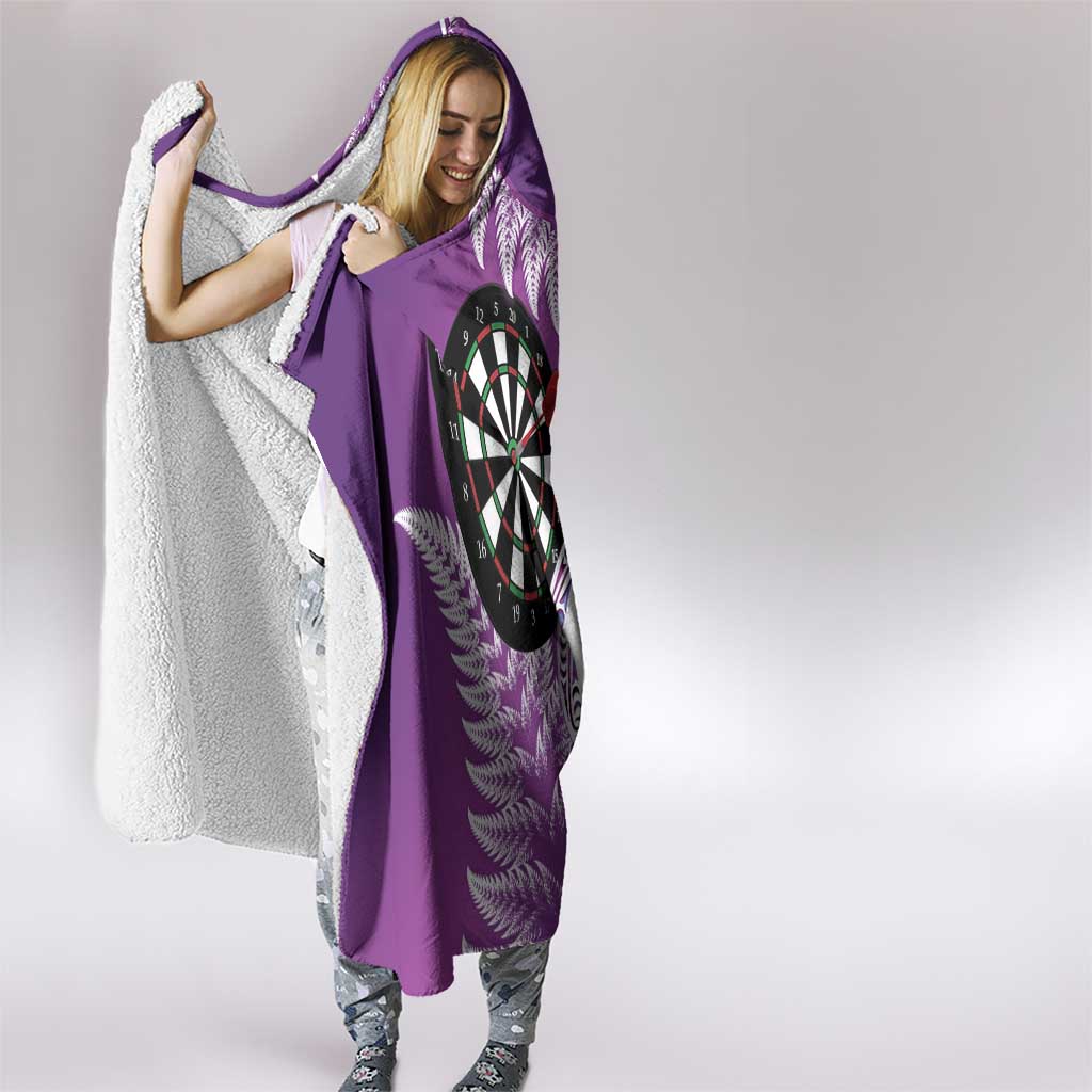 Personalised New Zealand Darts Hooded Blanket Aotearoa Fern Mix Paua Shell Manaia - Purple LT14 - Polynesian Pride