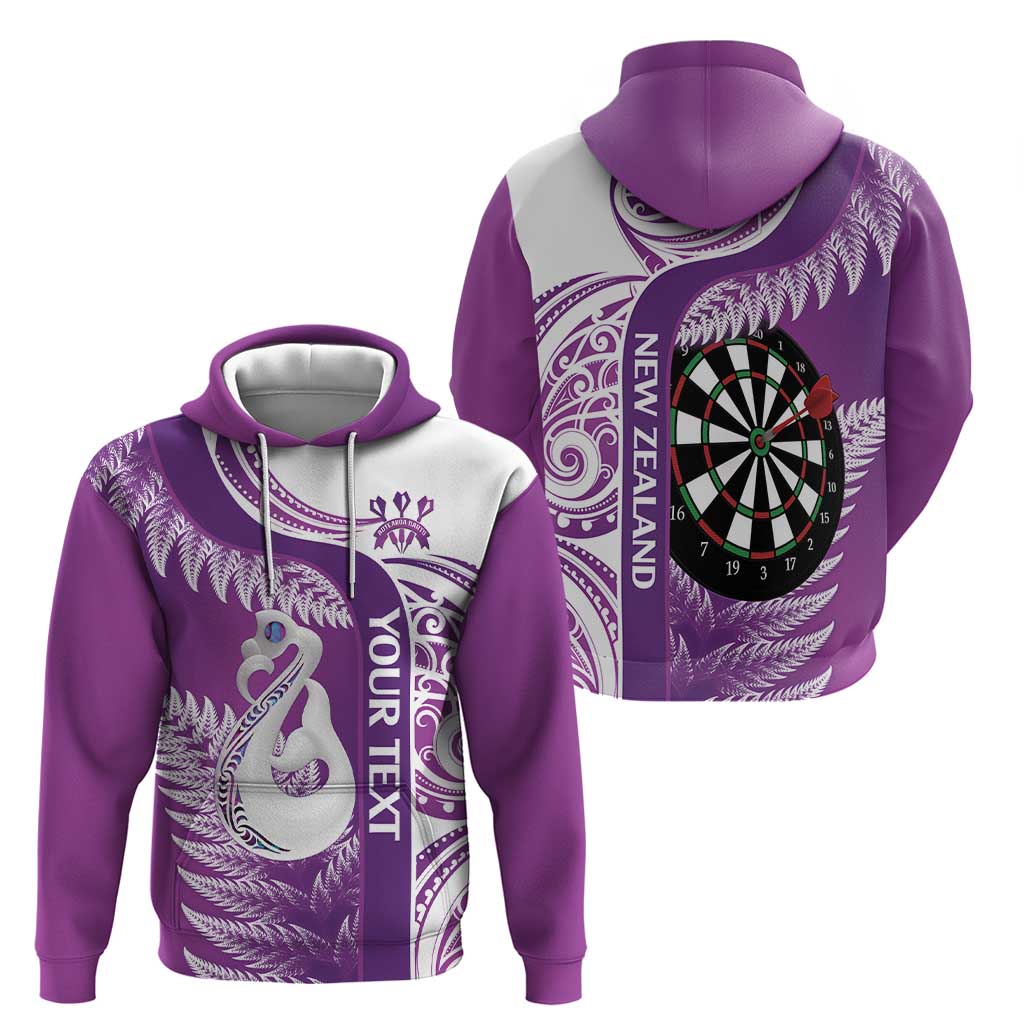 Personalised New Zealand Darts Hoodie Aotearoa Fern Mix Paua Shell Manaia - Purple LT14 - Polynesian Pride