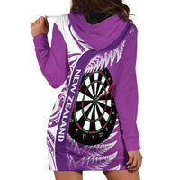 Personalised New Zealand Darts Hoodie Dress Aotearoa Fern Mix Paua Shell Manaia - Purple LT14 - Polynesian Pride