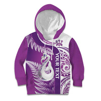 Personalised New Zealand Darts Kid Hoodie Aotearoa Fern Mix Paua Shell Manaia - Purple LT14 Hoodie Purple - Polynesian Pride