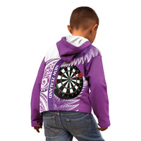 Personalised New Zealand Darts Kid Hoodie Aotearoa Fern Mix Paua Shell Manaia - Purple LT14 - Polynesian Pride