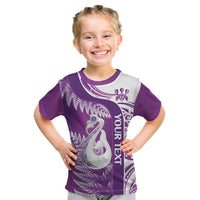 Personalised New Zealand Darts Kid T Shirt Aotearoa Fern Mix Paua Shell Manaia - Purple LT14 Purple - Polynesian Pride