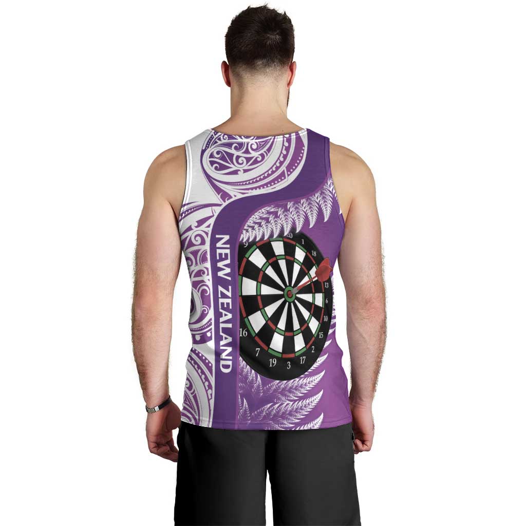 Personalised New Zealand Darts Men Tank Top Aotearoa Fern Mix Paua Shell Manaia - Purple LT14 - Polynesian Pride
