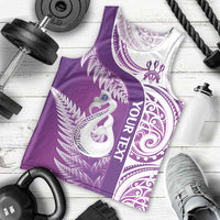 Personalised New Zealand Darts Men Tank Top Aotearoa Fern Mix Paua Shell Manaia - Purple LT14 - Polynesian Pride