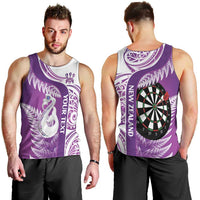Personalised New Zealand Darts Men Tank Top Aotearoa Fern Mix Paua Shell Manaia - Purple LT14 - Polynesian Pride