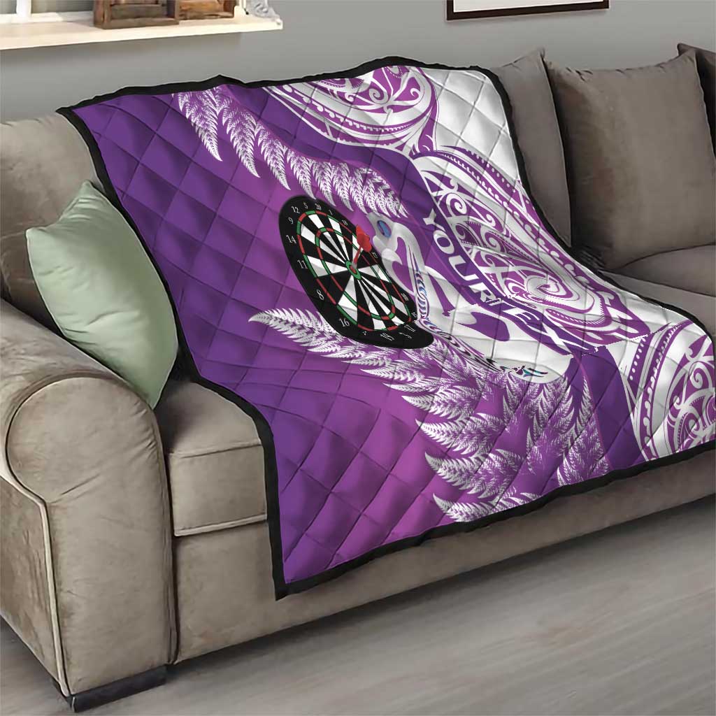 Personalised New Zealand Darts Quilt Aotearoa Fern Mix Paua Shell Manaia - Purple LT14 - Polynesian Pride