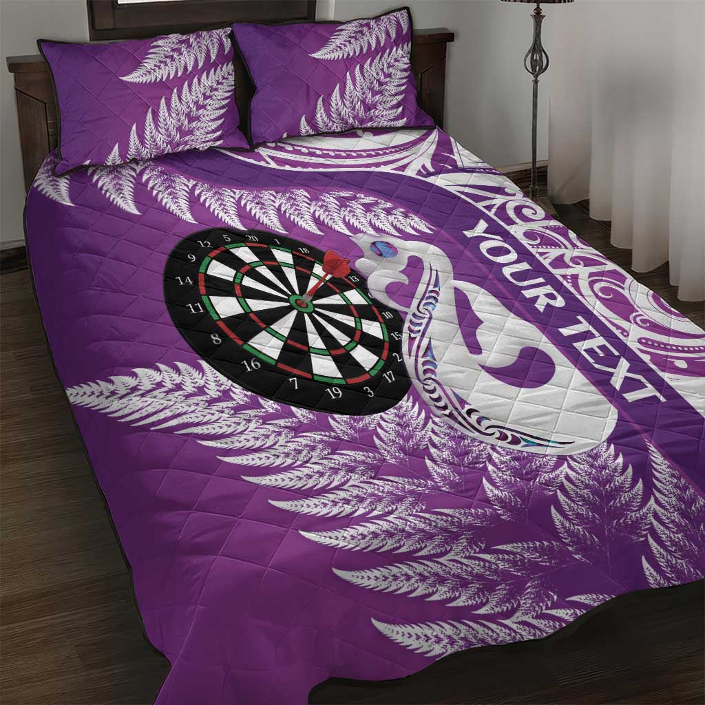 Personalised New Zealand Darts Quilt Bed Set Aotearoa Fern Mix Paua Shell Manaia - Purple LT14 Purple - Polynesian Pride