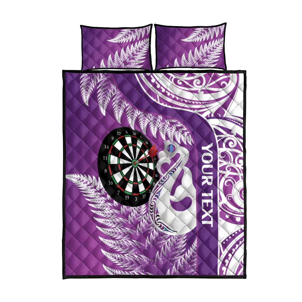 Personalised New Zealand Darts Quilt Bed Set Aotearoa Fern Mix Paua Shell Manaia - Purple LT14 - Polynesian Pride