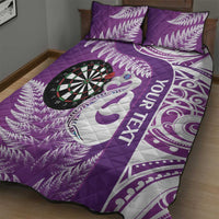 Personalised New Zealand Darts Quilt Bed Set Aotearoa Fern Mix Paua Shell Manaia - Purple LT14 - Polynesian Pride