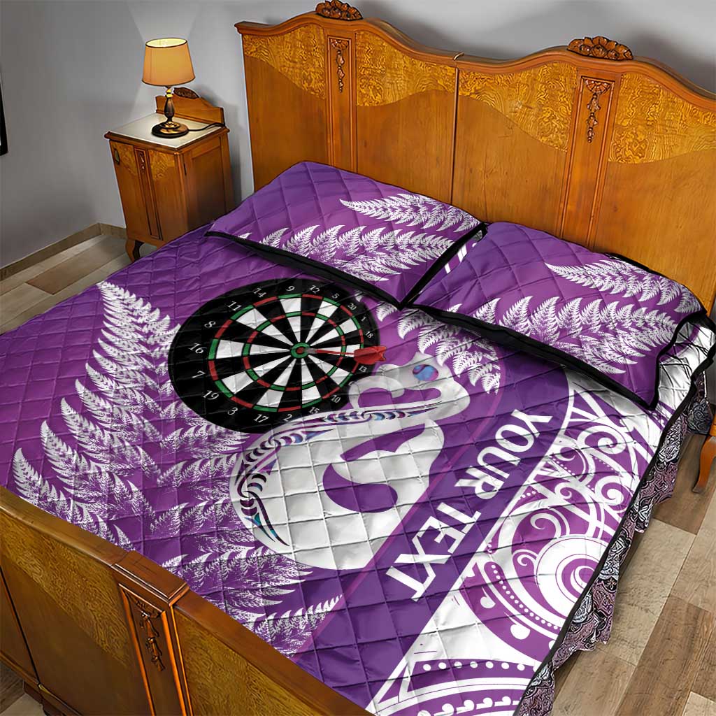 Personalised New Zealand Darts Quilt Bed Set Aotearoa Fern Mix Paua Shell Manaia - Purple LT14 - Polynesian Pride