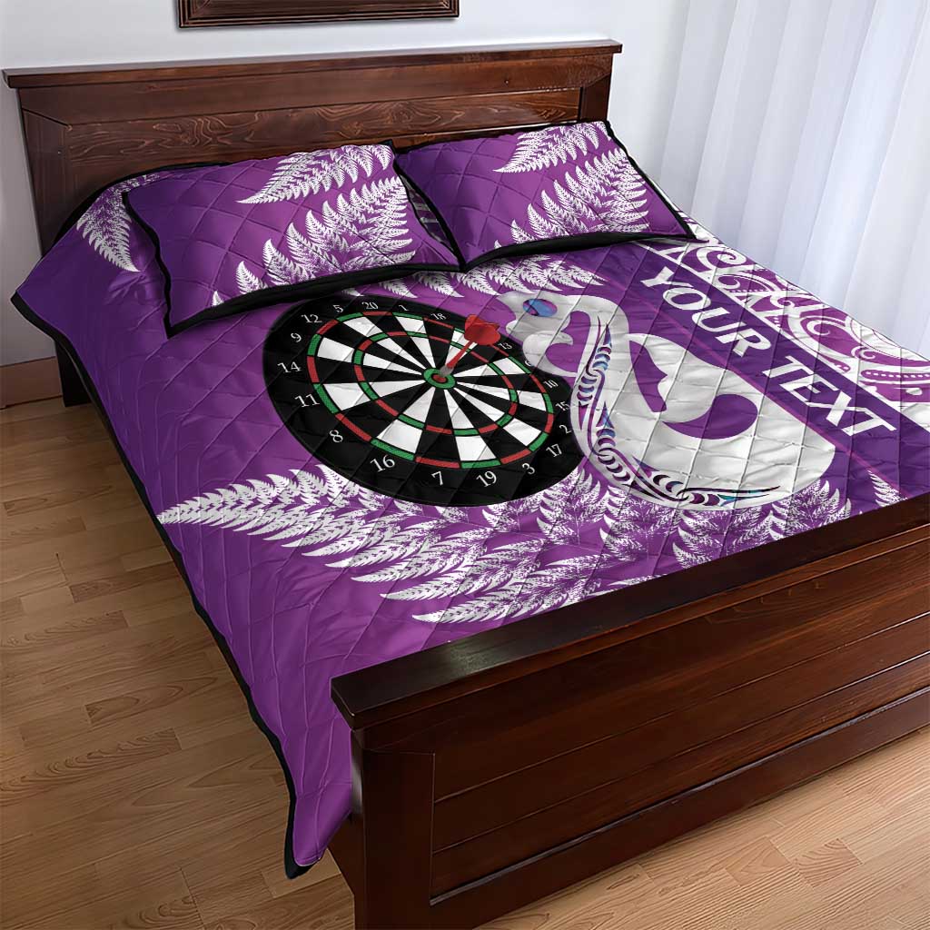 Personalised New Zealand Darts Quilt Bed Set Aotearoa Fern Mix Paua Shell Manaia - Purple LT14 - Polynesian Pride