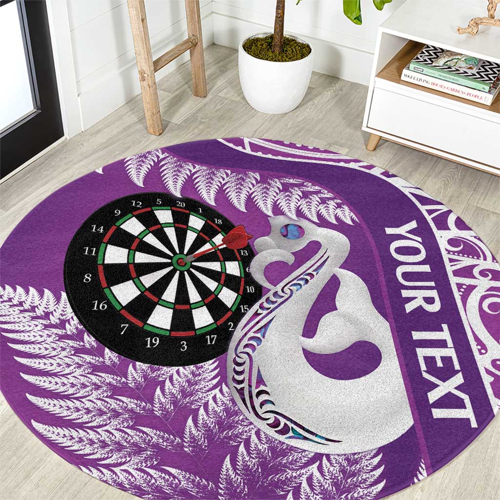 Personalised New Zealand Darts Round Carpet Aotearoa Fern Mix Paua Shell Manaia - Purple LT14 Purple - Polynesian Pride