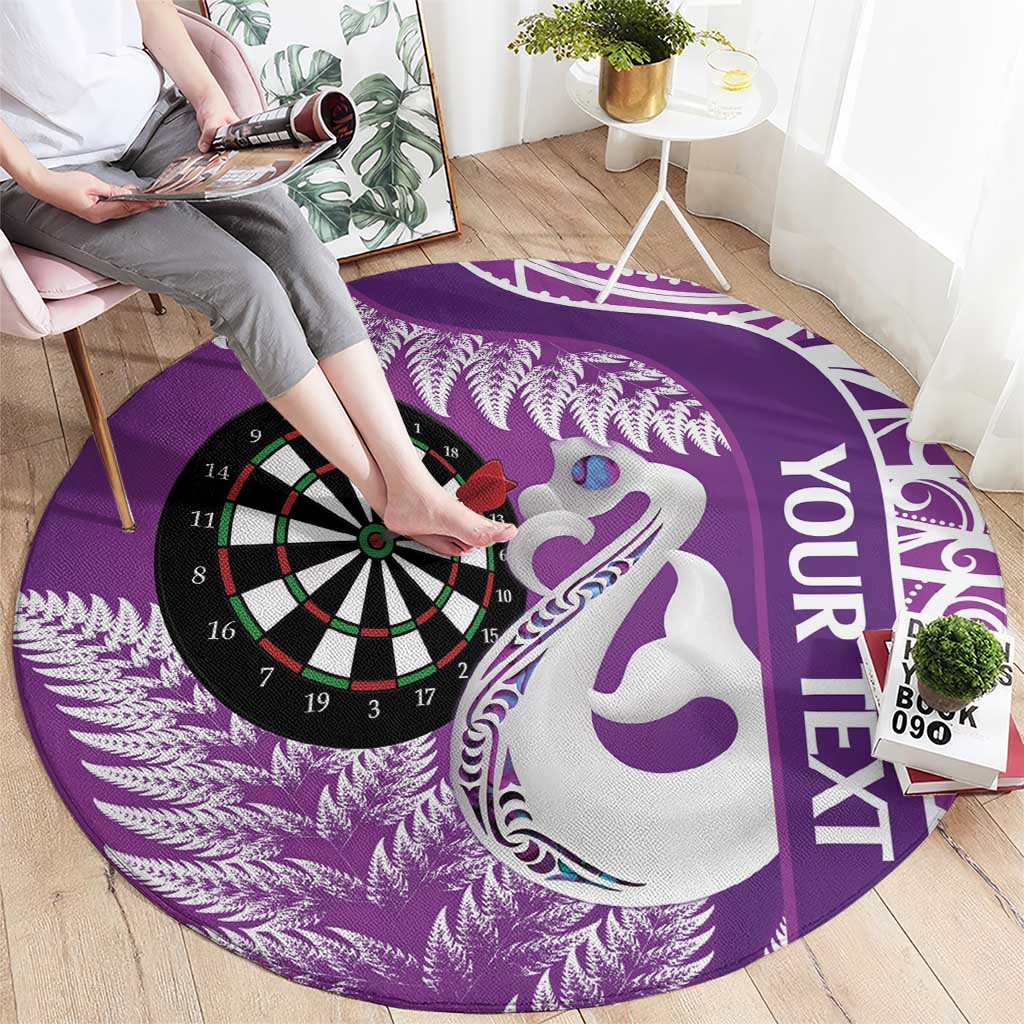Personalised New Zealand Darts Round Carpet Aotearoa Fern Mix Paua Shell Manaia - Purple LT14 - Polynesian Pride
