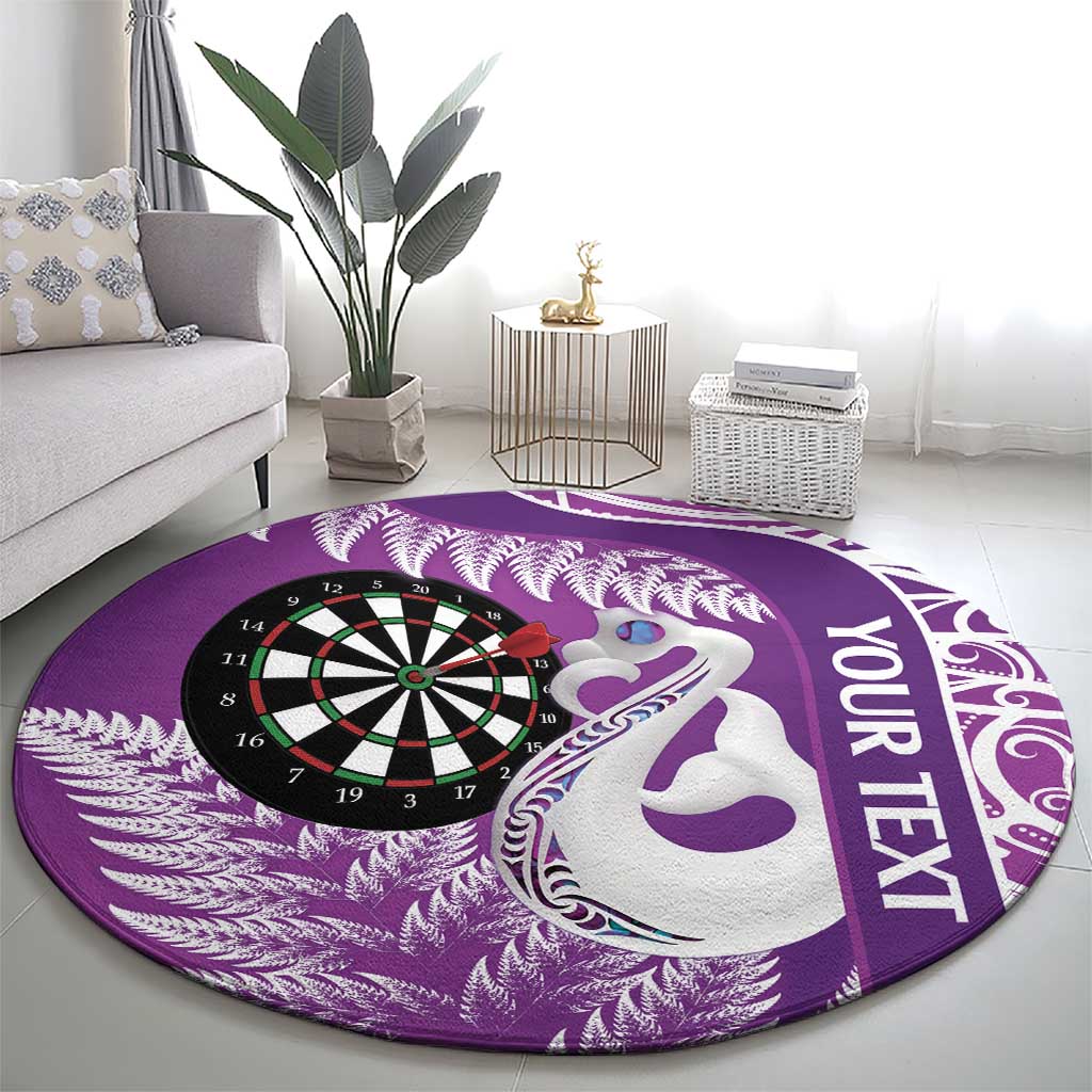 Personalised New Zealand Darts Round Carpet Aotearoa Fern Mix Paua Shell Manaia - Purple LT14 - Polynesian Pride