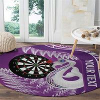 Personalised New Zealand Darts Round Carpet Aotearoa Fern Mix Paua Shell Manaia - Purple LT14 - Polynesian Pride