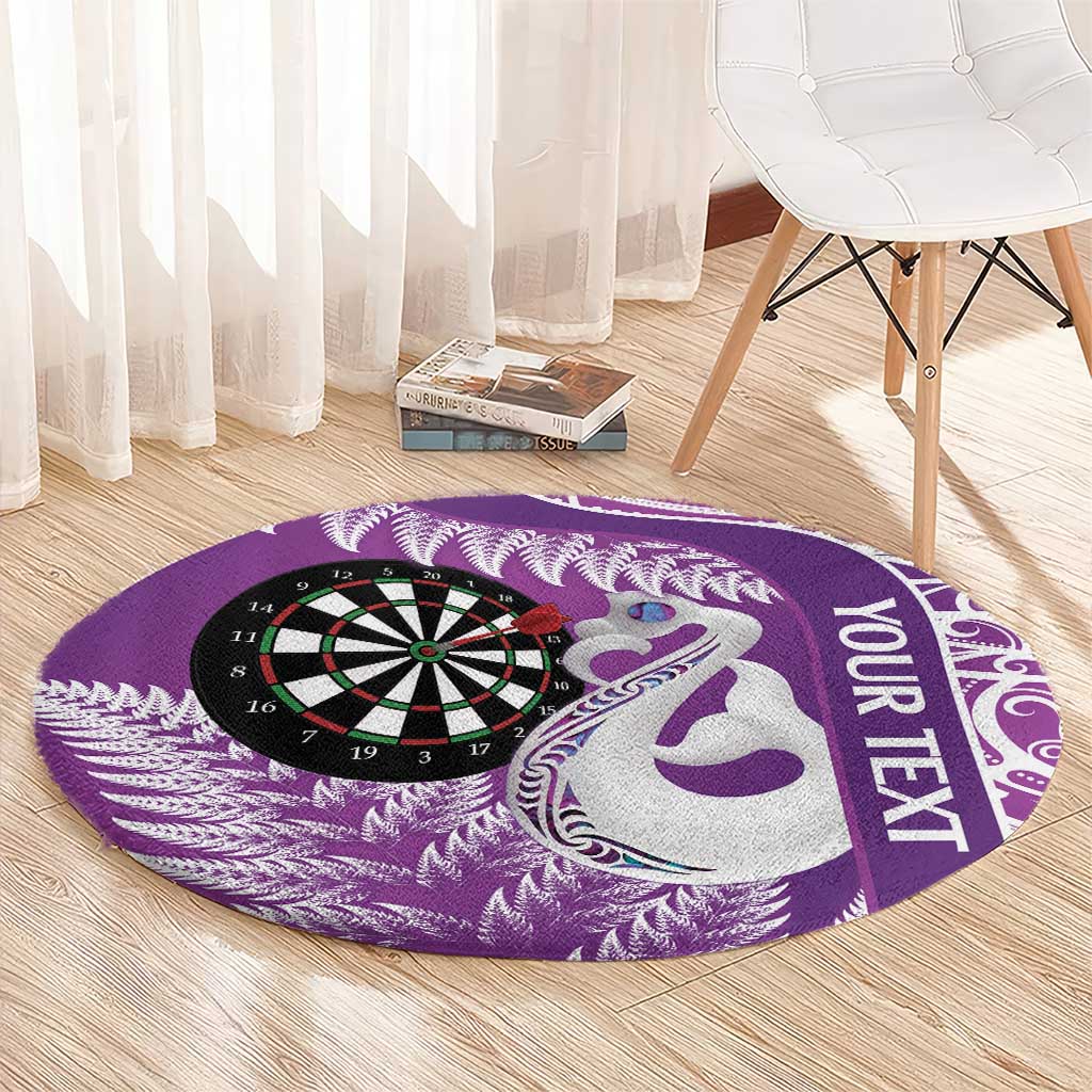 Personalised New Zealand Darts Round Carpet Aotearoa Fern Mix Paua Shell Manaia - Purple LT14 - Polynesian Pride