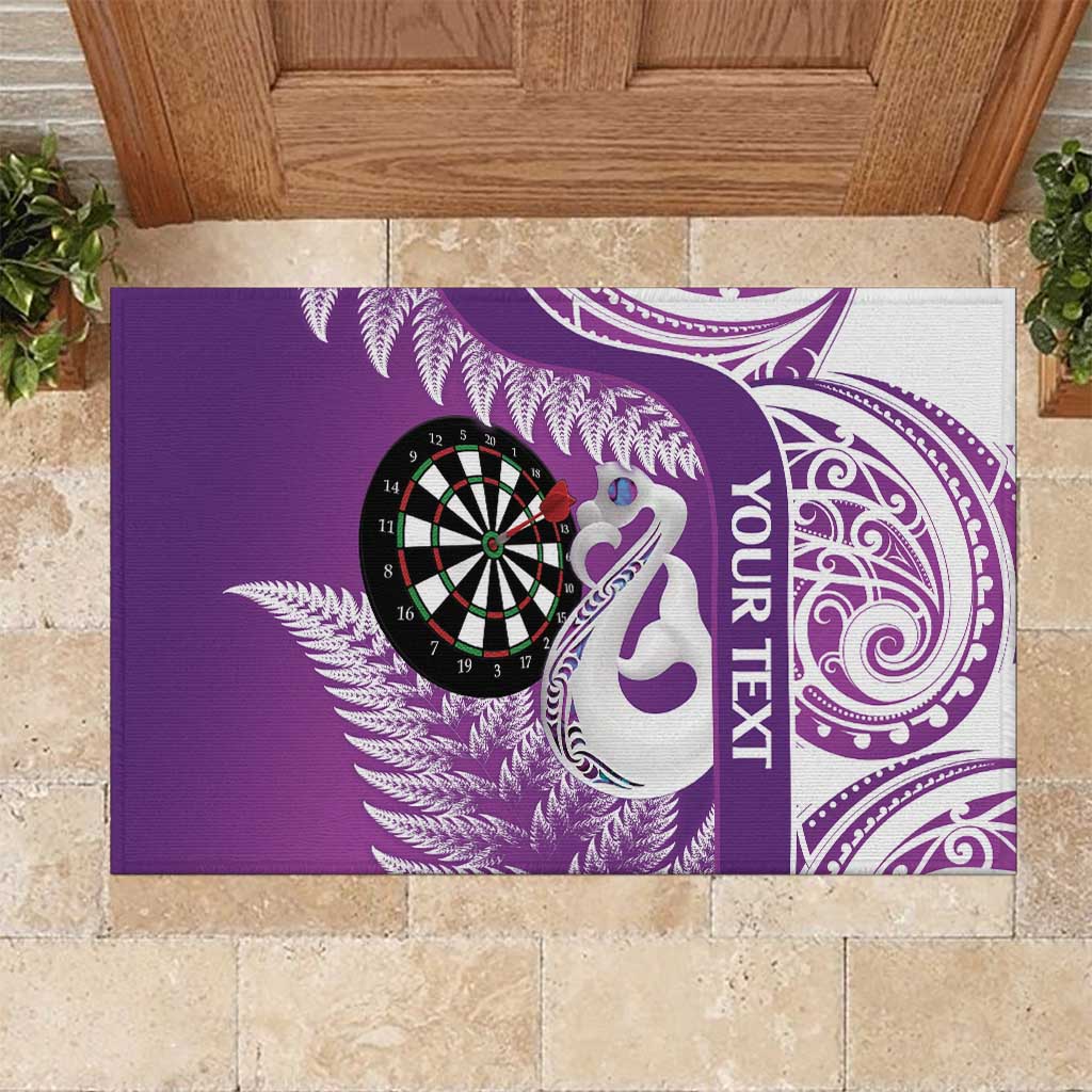 Personalised New Zealand Darts Rubber Doormat Aotearoa Fern Mix Paua Shell Manaia - Purple LT14 Purple - Polynesian Pride