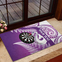 Personalised New Zealand Darts Rubber Doormat Aotearoa Fern Mix Paua Shell Manaia - Purple LT14 - Polynesian Pride