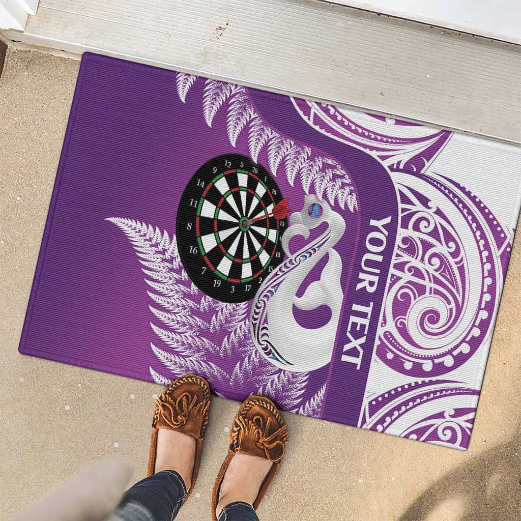 Personalised New Zealand Darts Rubber Doormat Aotearoa Fern Mix Paua Shell Manaia - Purple LT14 - Polynesian Pride
