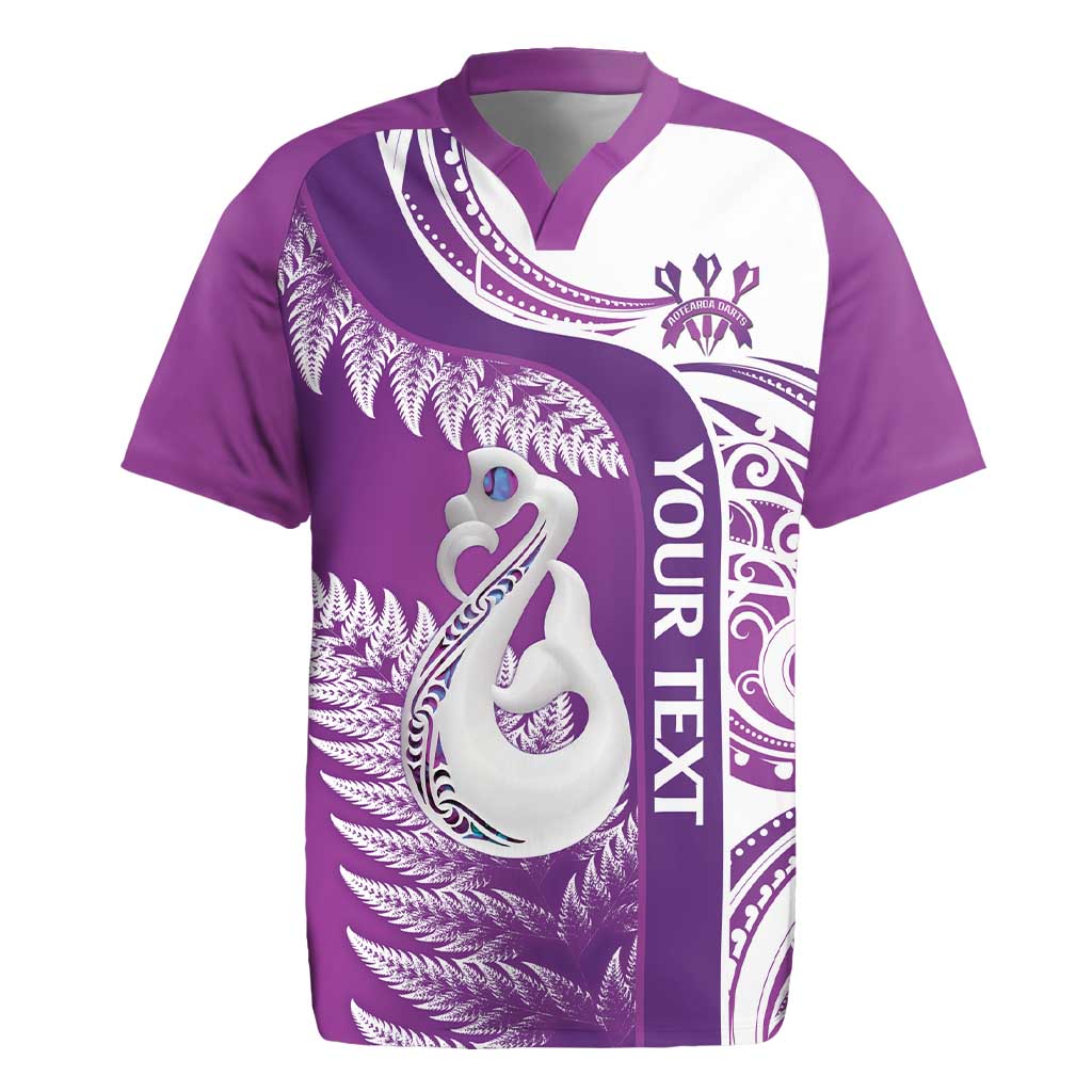 Personalised New Zealand Darts Rugby Jersey Aotearoa Fern Mix Paua Shell Manaia - Purple LT14 Purple - Polynesian Pride