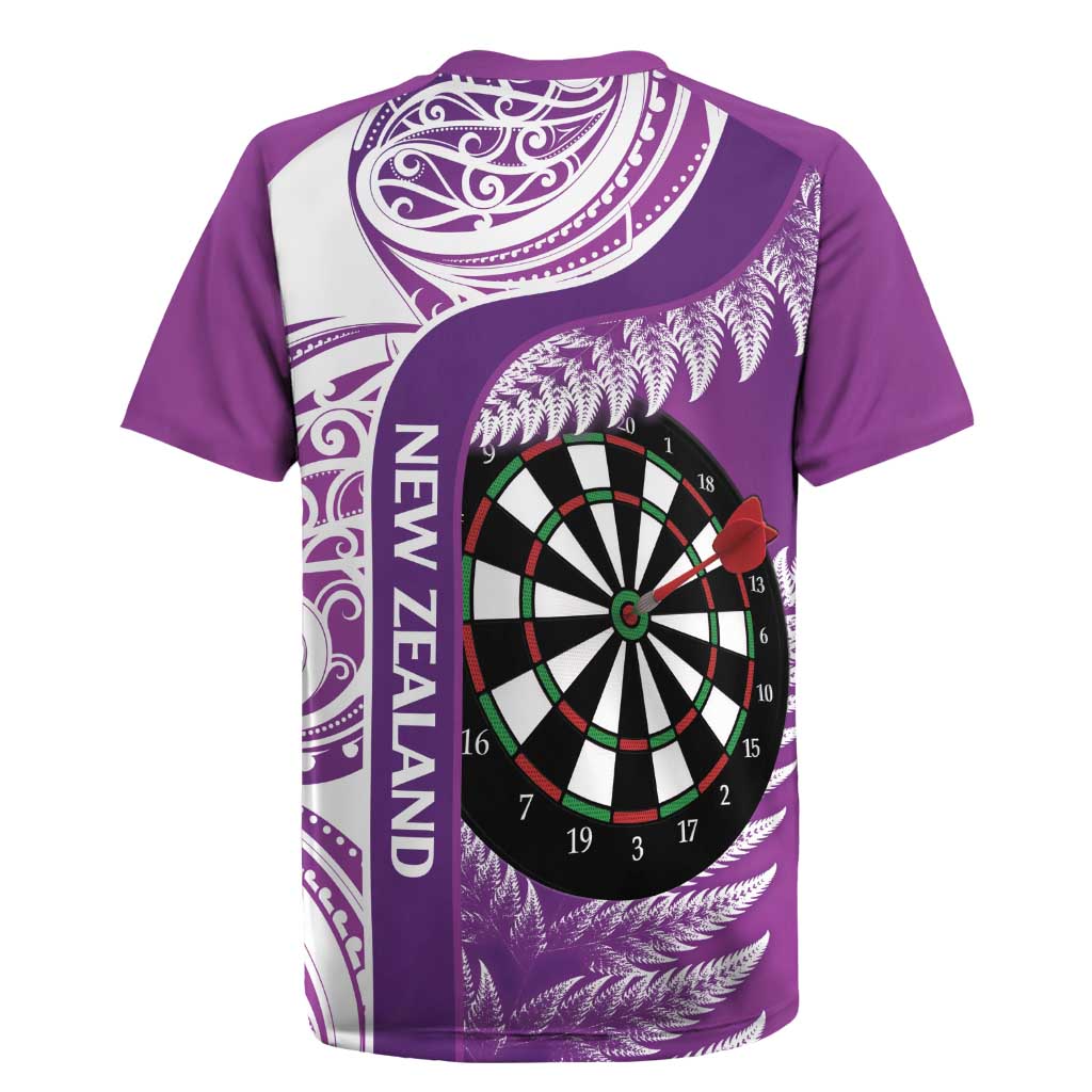 Personalised New Zealand Darts Rugby Jersey Aotearoa Fern Mix Paua Shell Manaia - Purple LT14 - Polynesian Pride