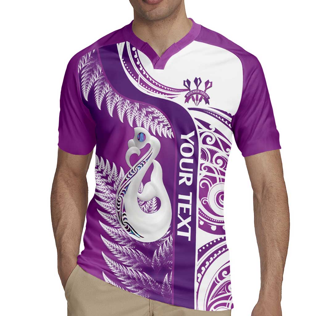 Personalised New Zealand Darts Rugby Jersey Aotearoa Fern Mix Paua Shell Manaia - Purple LT14 - Polynesian Pride