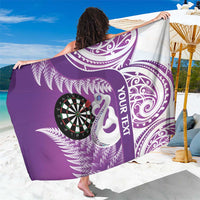 Personalised New Zealand Darts Sarong Aotearoa Fern Mix Paua Shell Manaia - Purple LT14 One Size 44 x 66 inches Purple - Polynesian Pride