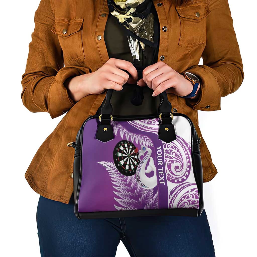 Personalised New Zealand Darts Shoulder Handbag Aotearoa Fern Mix Paua Shell Manaia - Purple LT14 - Polynesian Pride