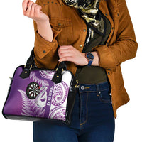 Personalised New Zealand Darts Shoulder Handbag Aotearoa Fern Mix Paua Shell Manaia - Purple LT14 - Polynesian Pride