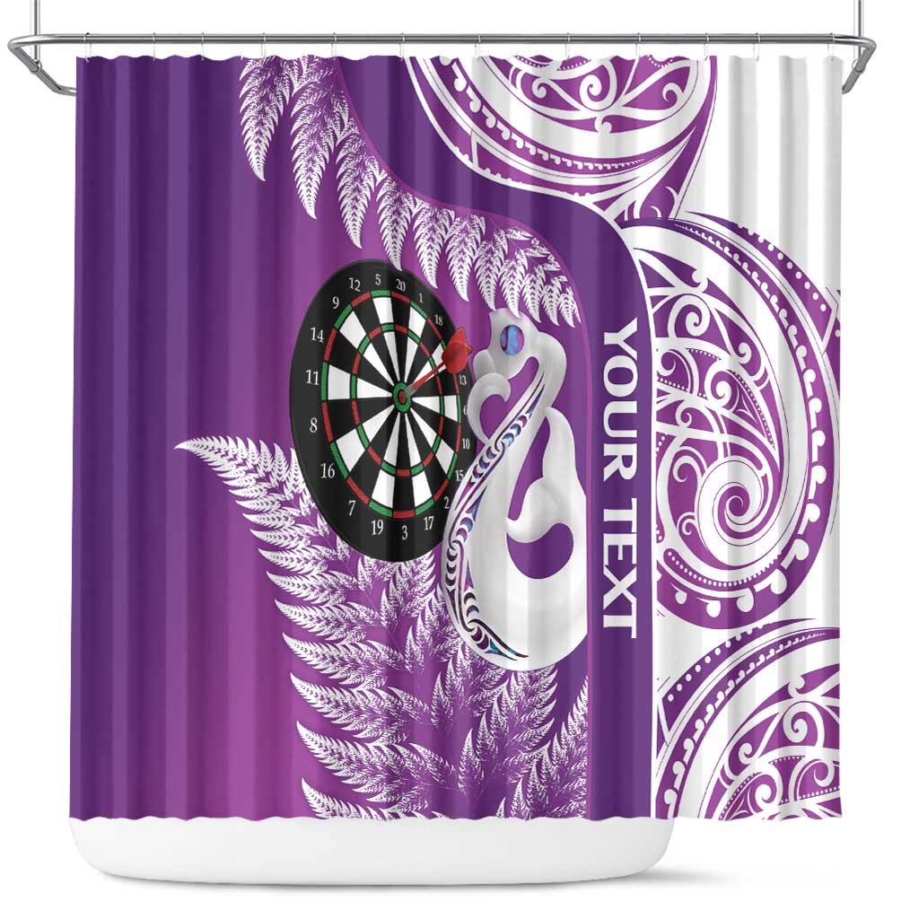 Personalised New Zealand Darts Shower Curtain Aotearoa Fern Mix Paua Shell Manaia - Purple LT14 Purple - Polynesian Pride