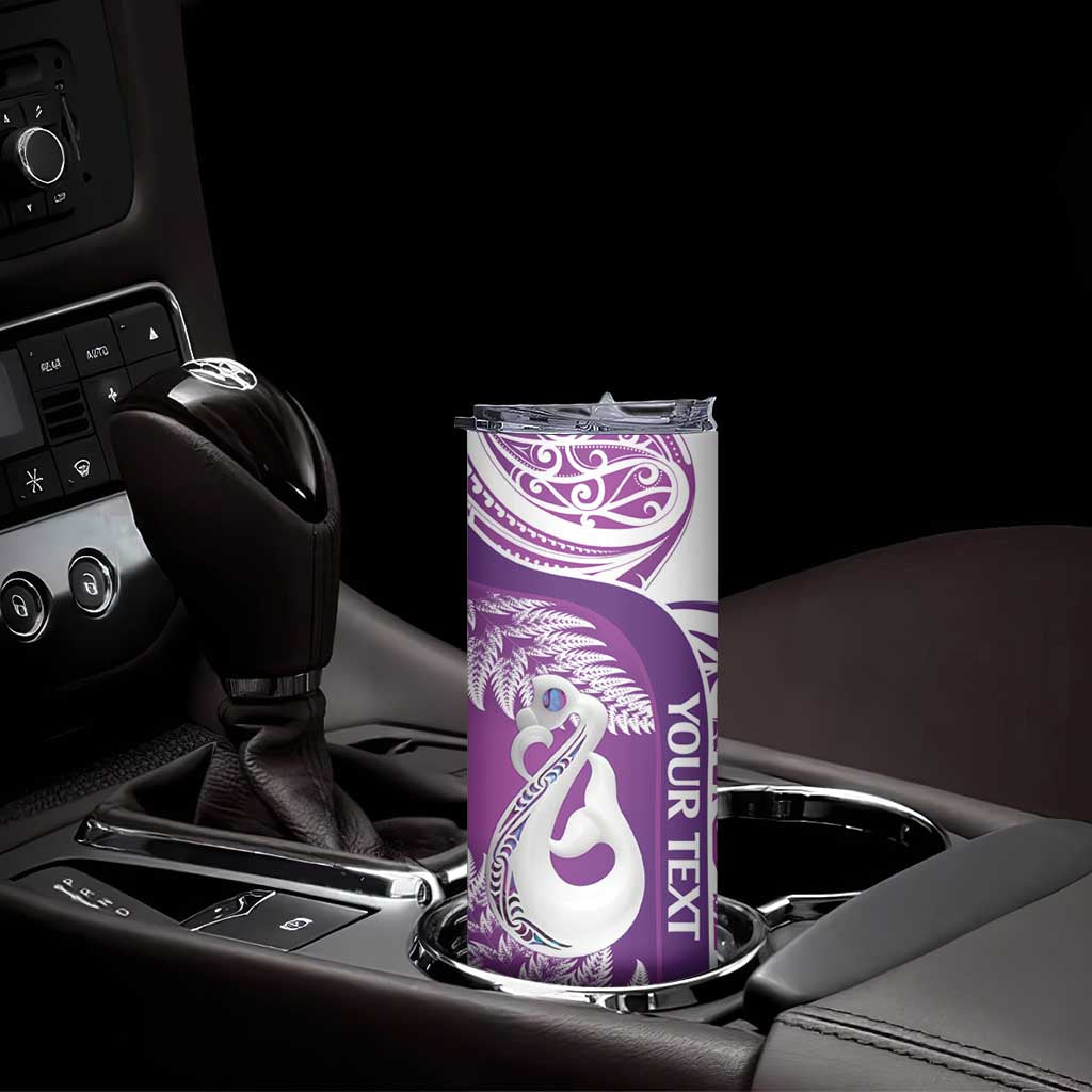 Personalised New Zealand Darts Skinny Tumbler Aotearoa Fern Mix Paua Shell Manaia - Purple LT14 - Polynesian Pride