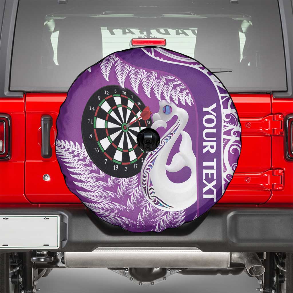 Personalised New Zealand Darts Spare Tire Cover Aotearoa Fern Mix Paua Shell Manaia - Purple LT14 - Polynesian Pride