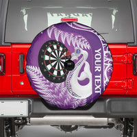 Personalised New Zealand Darts Spare Tire Cover Aotearoa Fern Mix Paua Shell Manaia - Purple LT14 - Polynesian Pride