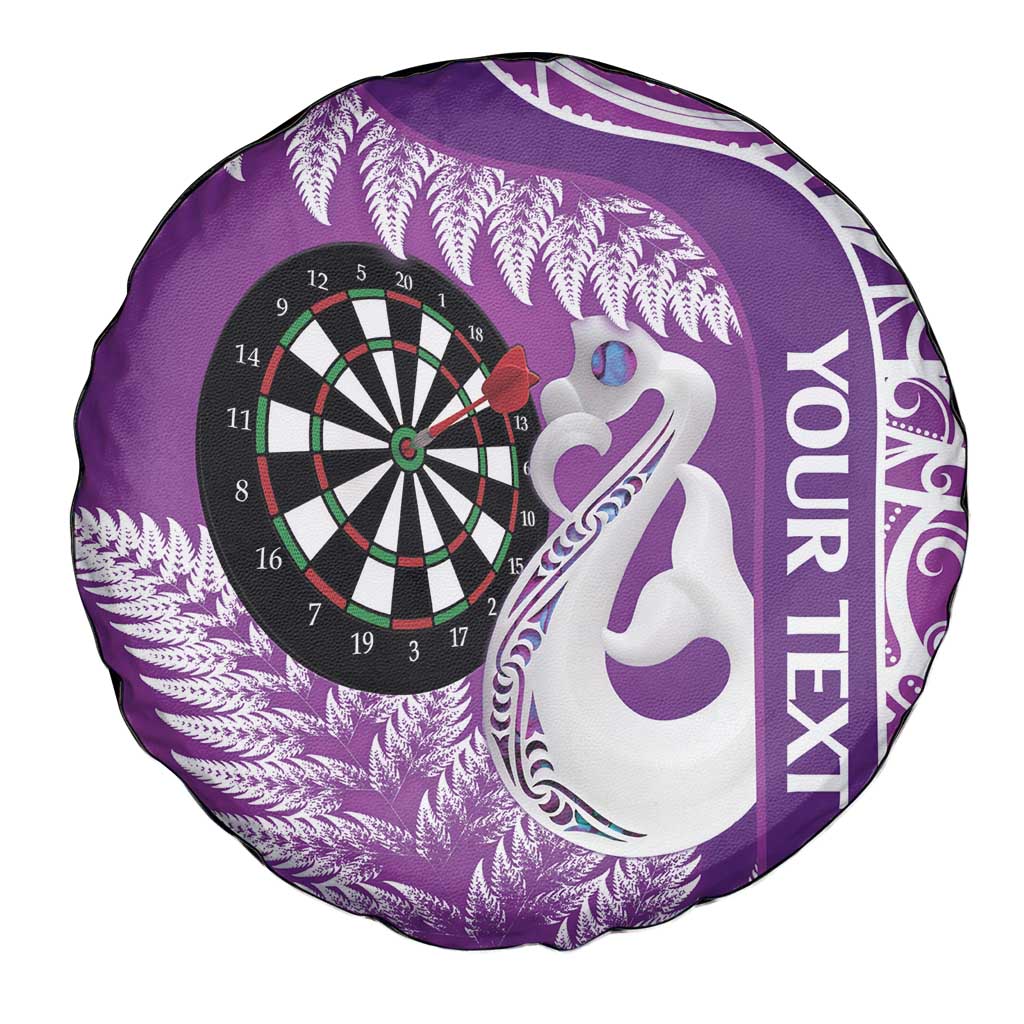 Personalised New Zealand Darts Spare Tire Cover Aotearoa Fern Mix Paua Shell Manaia - Purple LT14 - Polynesian Pride
