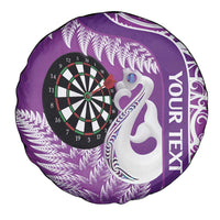 Personalised New Zealand Darts Spare Tire Cover Aotearoa Fern Mix Paua Shell Manaia - Purple LT14 - Polynesian Pride
