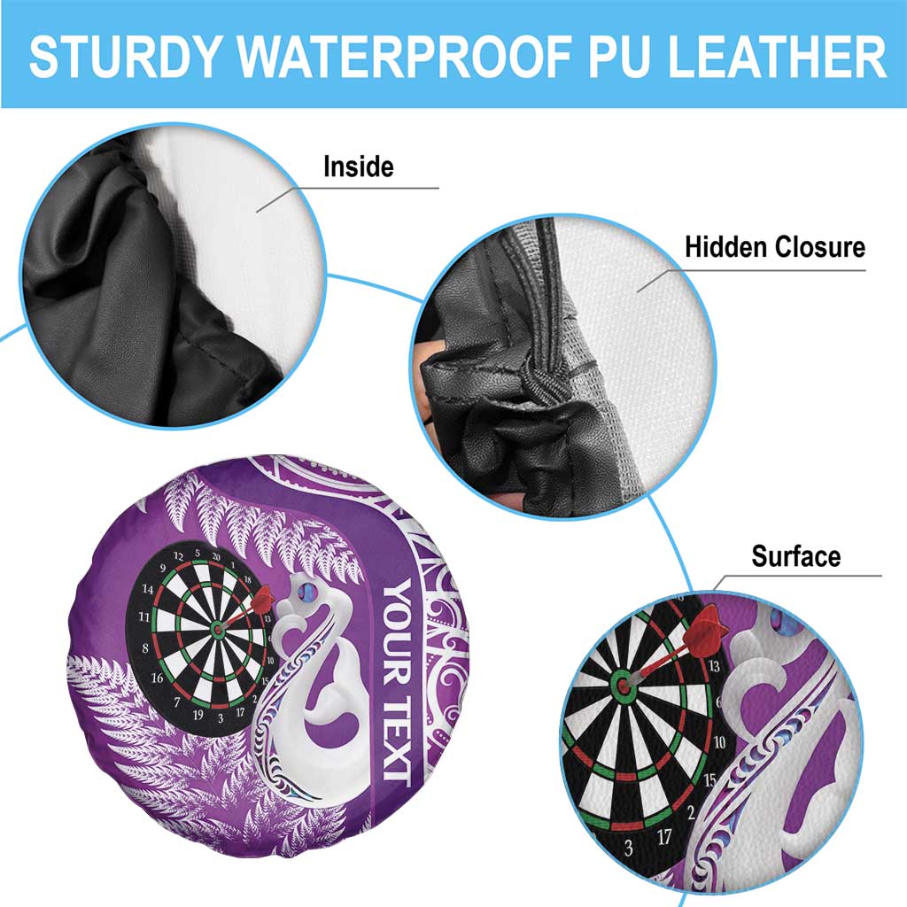 Personalised New Zealand Darts Spare Tire Cover Aotearoa Fern Mix Paua Shell Manaia - Purple LT14 - Polynesian Pride